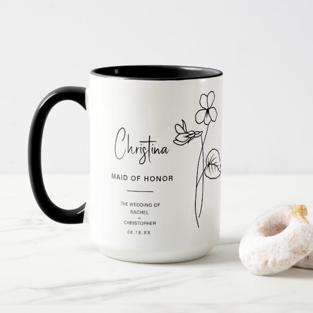 Taza Fundición de honor de febrero | Violet Birth Flowe (Con donut)