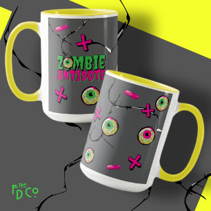 Taza Funky Ghoulishly Cute Funny Zombie Antidote Pun