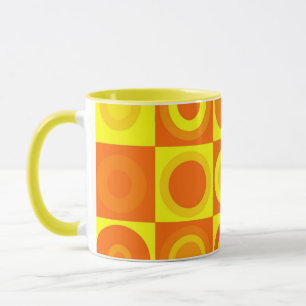 Taza Funky Retro Naranja Círculos Amarillos
