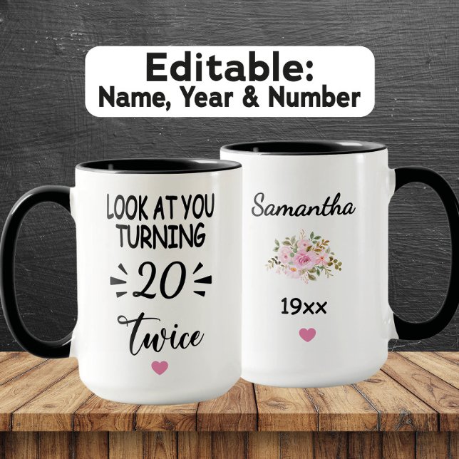 Taza Funny 40th Birthday – Custom Name & Birth Year (Subido por el creador)