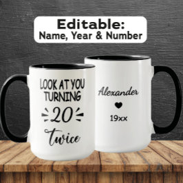 Taza Funny 40th Birthday Mug – Custom Name & Birth Year