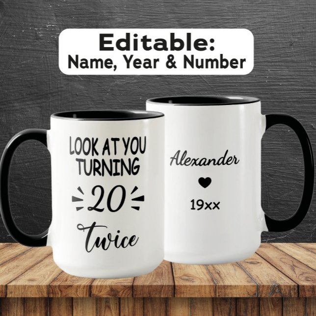 Taza Funny 40th Birthday Mug – Custom Name & Birth Year (Subido por el creador)
