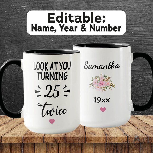 Taza Funny 50th Birthday – Custom Name & Birth Year (Subido por el creador)
