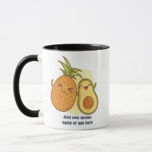 Taza Funny Aguacate Pineapple Mejor Amigos BFF Kawaii