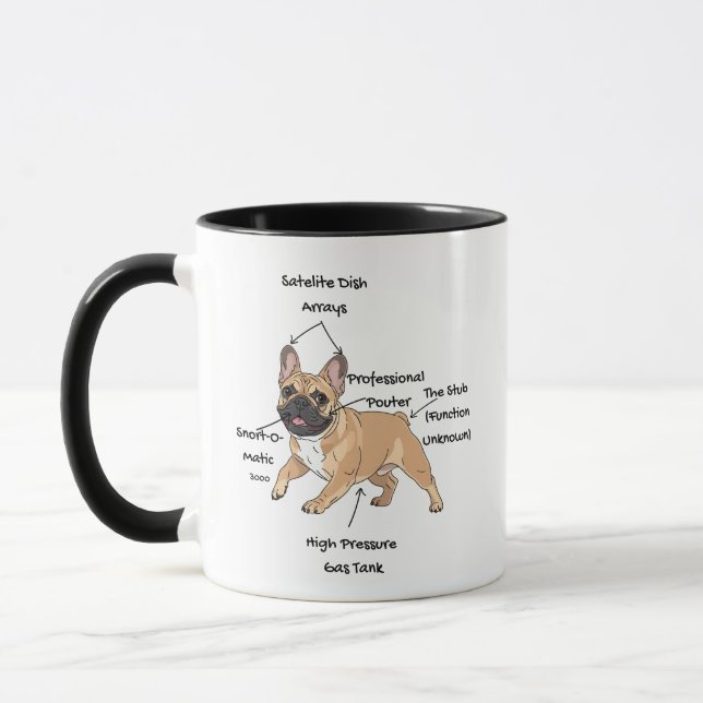 Taza Funny Anatomy of a French Bulldog Illustration (Izquierda)