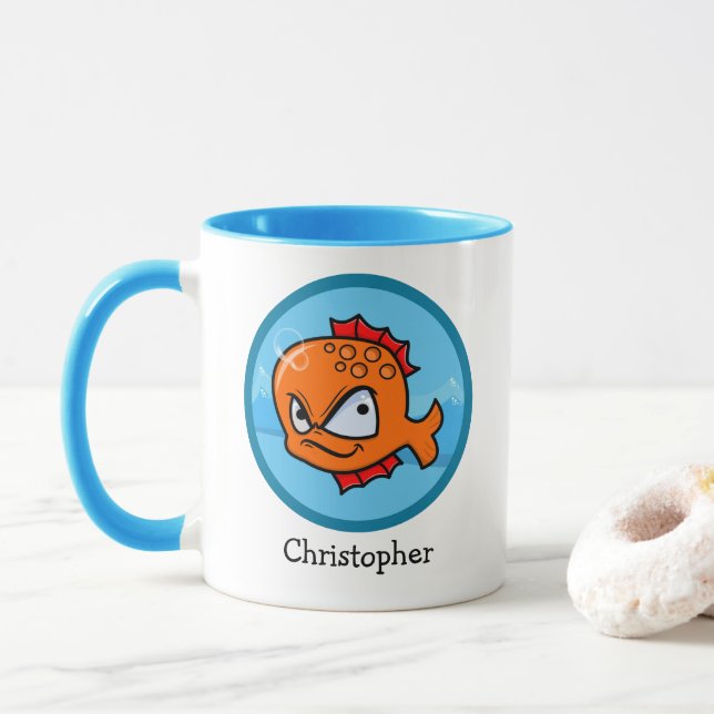 Taza Funny Angry Goldfish Personalizado (Con donut)