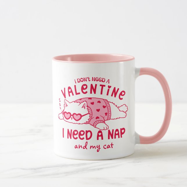 Taza Funny Anti-Valentine Nap and My Cat Custom Coffee  (Derecha)