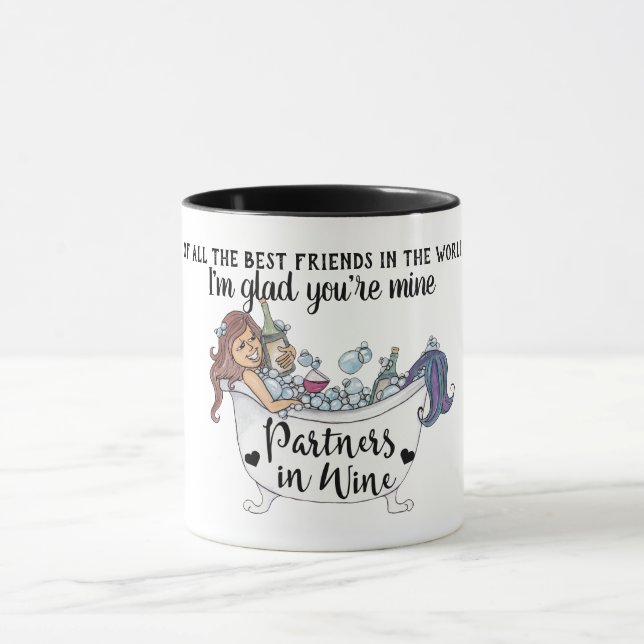 Taza Funny Best Friends Partners In Wine Gift Personali (Centro)