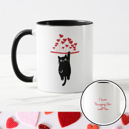 Taza Funny Black Cat Hanging Out Valentine's Day