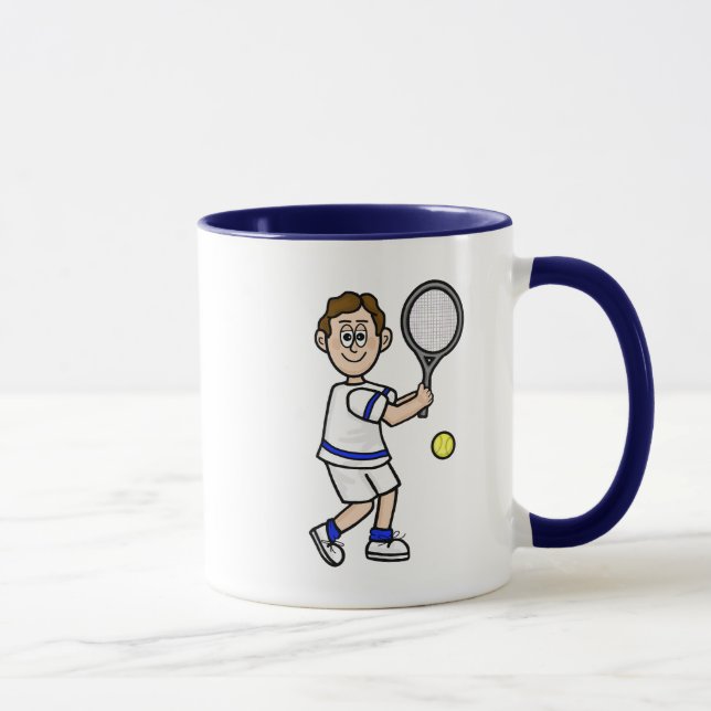 Taza Funny Brown Hair Masculino Tenis Player Mug (Derecha)
