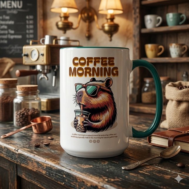 Taza Funny Capybara Morning Coffee Drinker Mug (Subido por el creador)