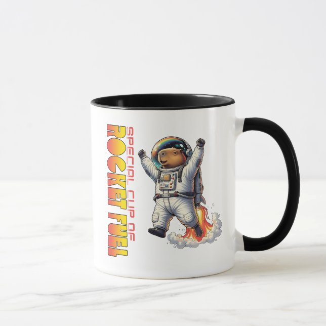 Taza Funny Capybara Morning Rocket Fuel Dad Joke (Derecha)