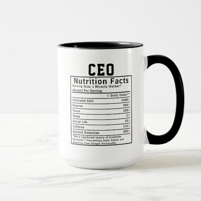 Taza Funny CEO Nutrition Facts Business Leader Gift (Derecha)