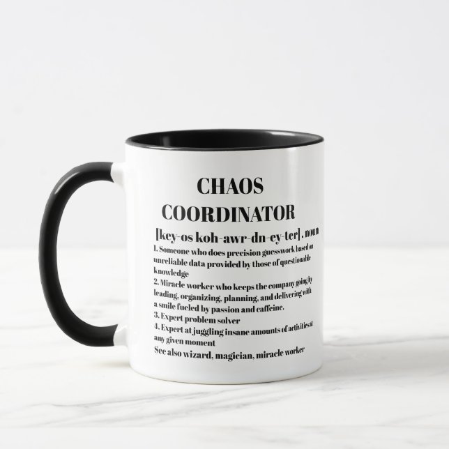 Taza Funny Chaos Coordinador de definición Oficina de t (Izquierda)