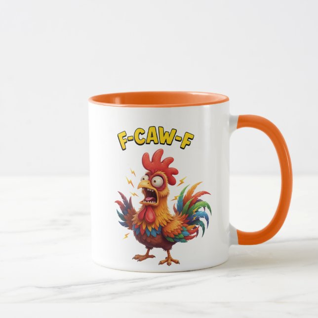 Taza Funny Chicken F-Caw-F Rooster Meme Coffee (Derecha)