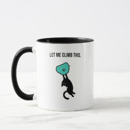 Taza Funny Climbing Cat Catches Climbing Hold