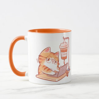 Taza Funny Coffee Cat Mug, Cute Overworked Programmer G