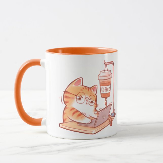 Taza Funny Coffee Cat Mug, Cute Overworked Programmer G (Izquierda)