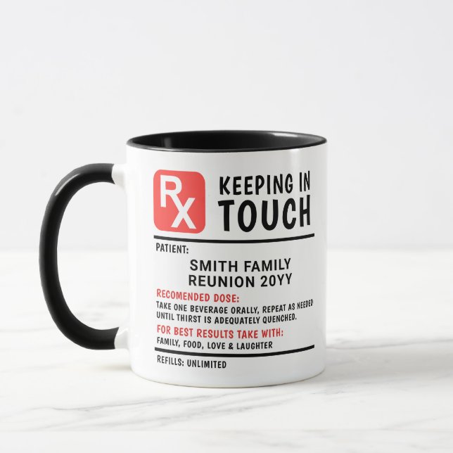 Taza Funny Coffee Prescription Family Reunion Personali (Izquierda)