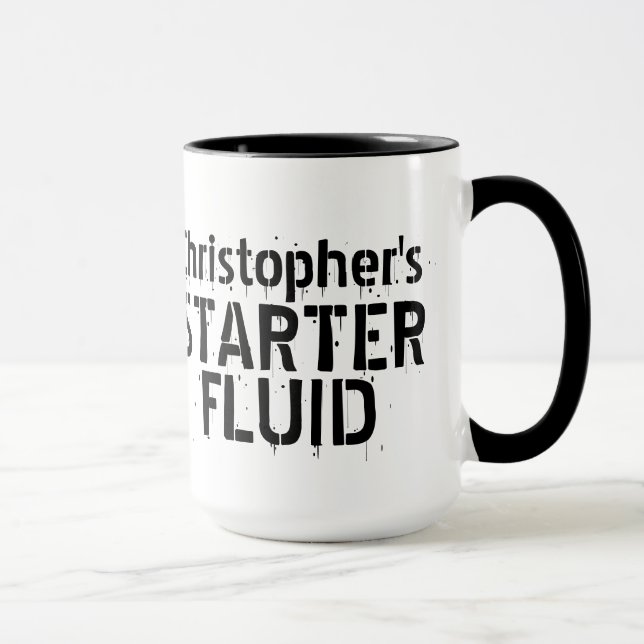 Taza Funny Coffee Starter Fluid Nombre Personalizado (Derecha)