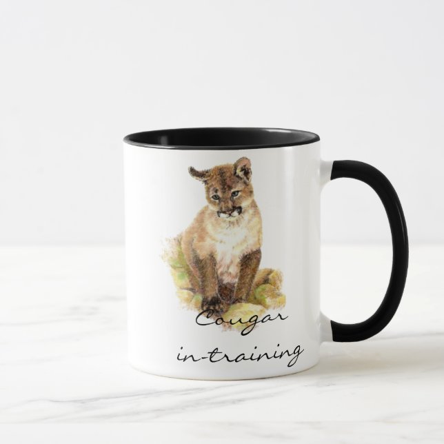 Taza Funny Cougar en entrenamiento con Cub, Kitten (Derecha)