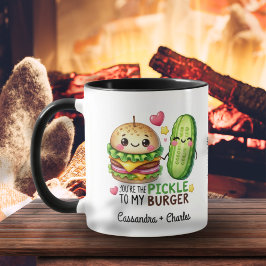 Taza Funny Couple Gift "Pickle to My Burger" Personaliz