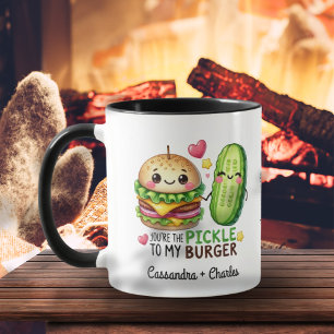 Taza Funny Couple Gift "Pickle to My Burger" Personaliz