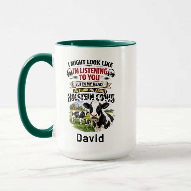 Taza Funny Cow Mug – Thinking About Holstein Cows (Izquierda)