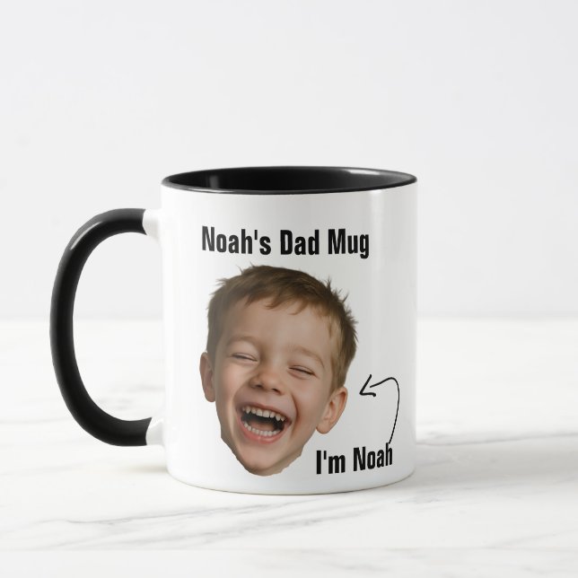 Taza Funny Dad Photo Face Mug - Custom Joke Slogan Gift (Izquierda)