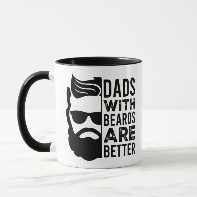Taza Funny Dads with Beards Quote Black Graphic Mug (Izquierda)