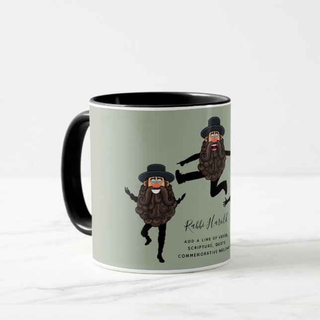 Taza FUNNY Dancing RABBI personalizado con texto (Anverso izquierdo)