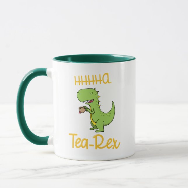 Taza Funny Dinosaur Tea Rex Tyrannosaurus Cumpleaños (Izquierda)