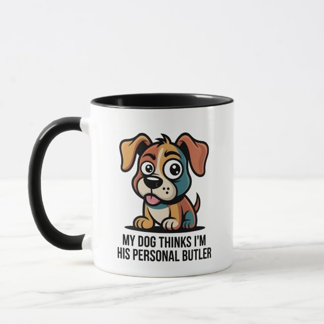 Taza Funny Dog Butler Cartoon Quote (Izquierda)