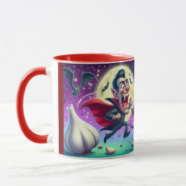 Taza Funny Dracula Mug – Vampire Running from garlic