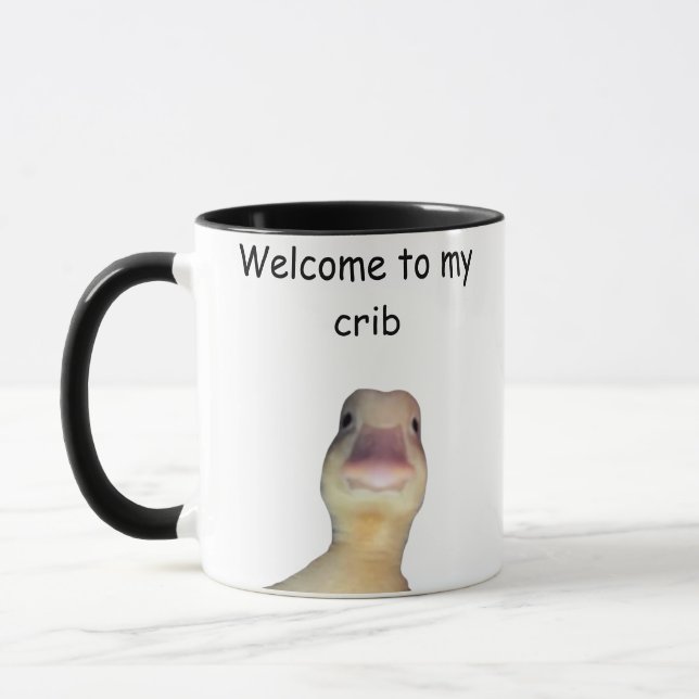 Taza Funny Duck Meme – “Welcome to My Crib” Cute Animal (Izquierda)