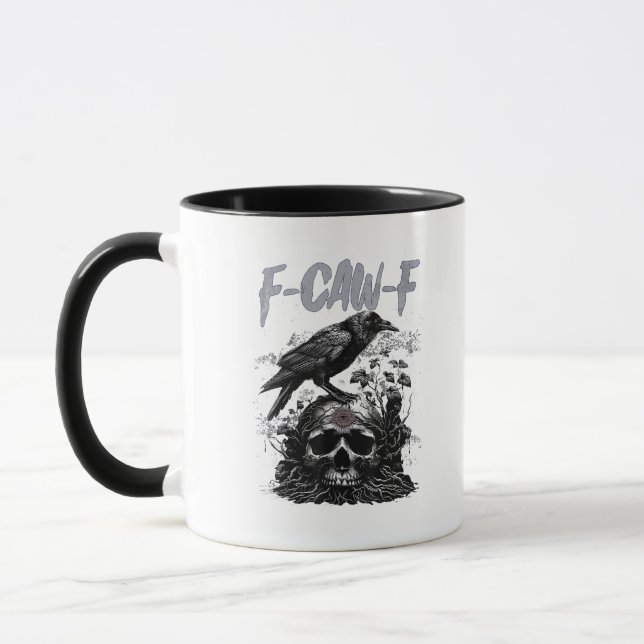 Taza Funny F-Caw-F Crow Funny Halloween Retro Classic (Izquierda)
