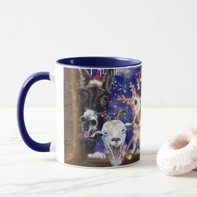 Taza Funny Farm Animals Navidades Coffee Mug (Con donut)