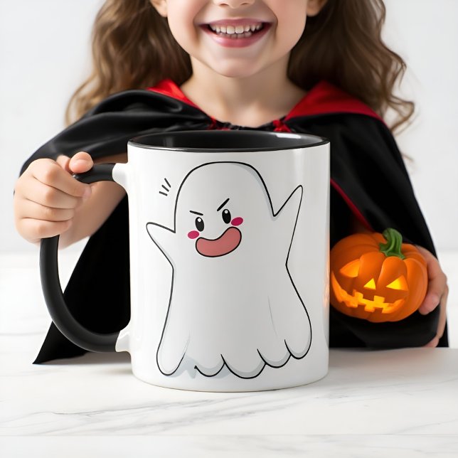 Taza Funny Fiesta de Halloween con café fantasma lindo (Subido por el creador)
