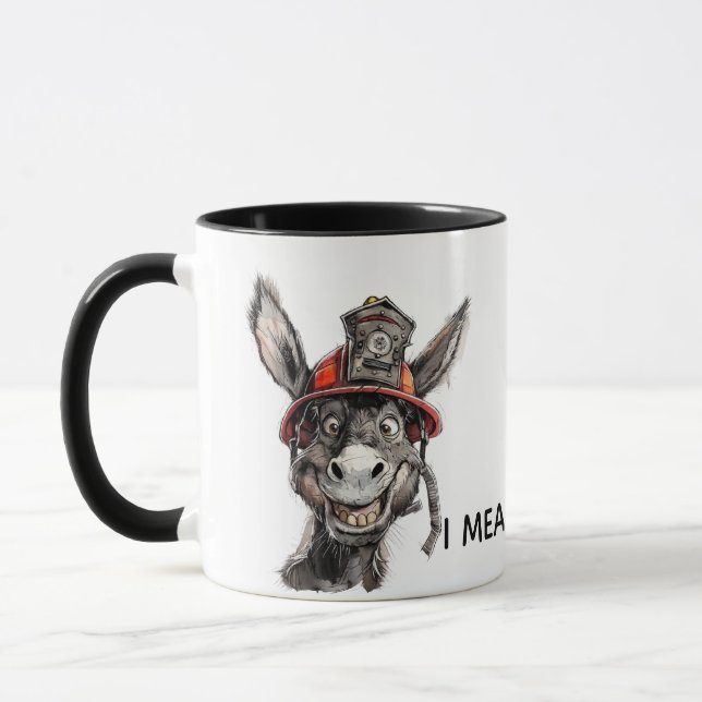 Taza Funny Firefighter Mug Brave Idiot Donkey Joke (Izquierda)