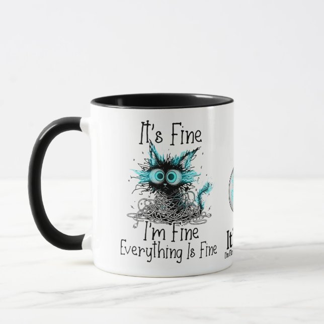 Taza Funny Frazzled Cat Everything Is Fine Office Coffe (Izquierda)