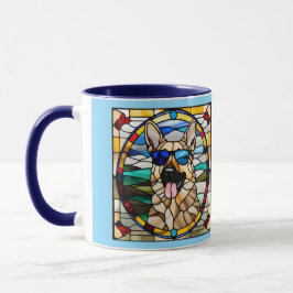 Taza Funny German Shepherd Stained Glass Coffee Mug