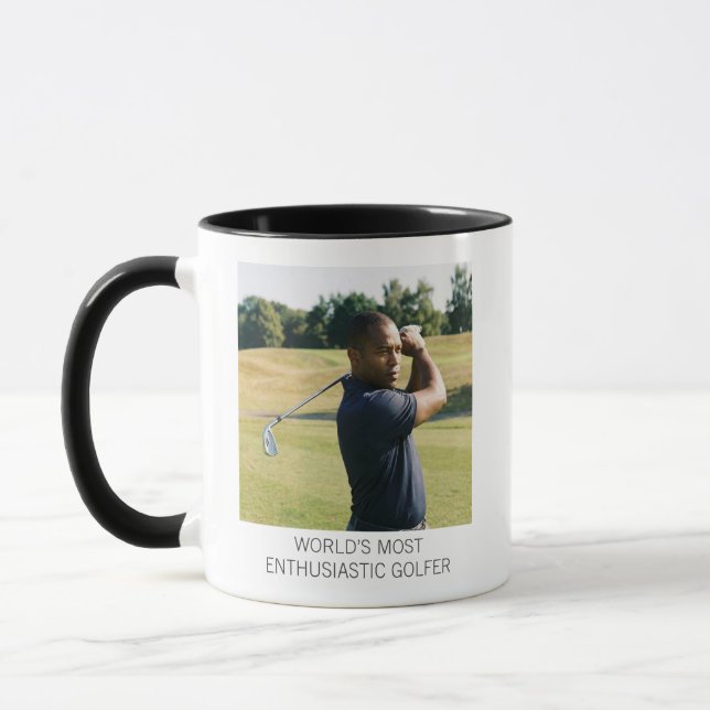 Taza Funny Golf Photo Custom Dad Enthusiastic Golfer (Izquierda)