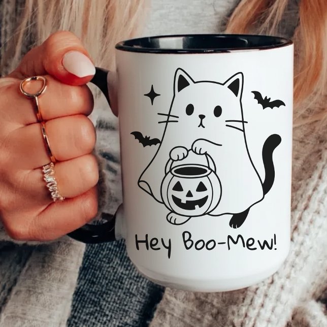 Taza Funny Halloween Cat Mug, Funny Spooky Season Mug (halloween mug, ghost cat mug, cute halloween mug, spooky cat mug, funny halloween mug for kids,)