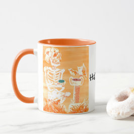 Taza Funny Halloween Tea Skele-ton Bat Crazy Cup