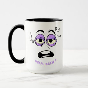 Taza Funny Help Brew Sleepy Face Personalizado