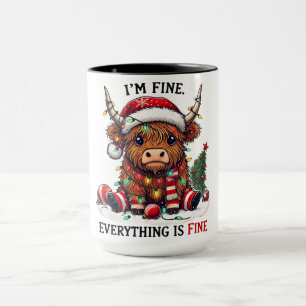 Taza Funny Highland Cow Navidades