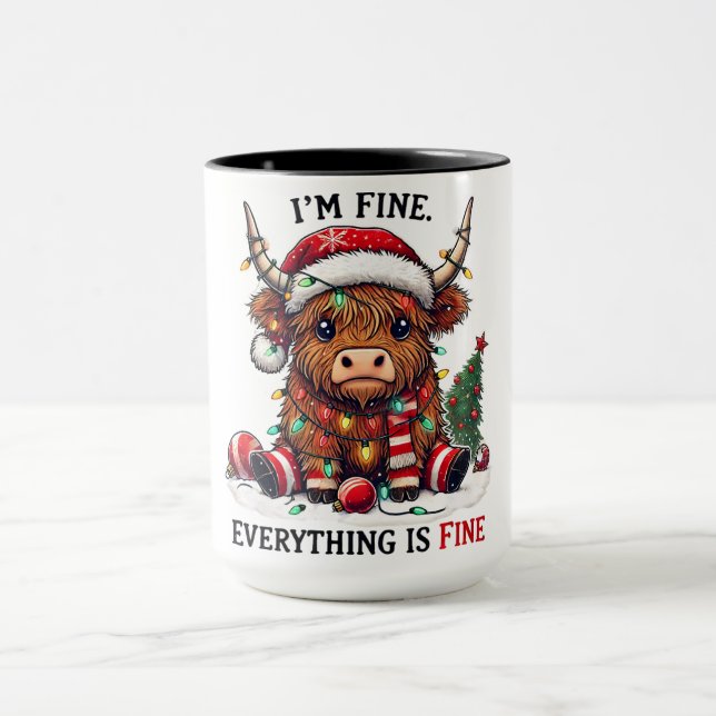 Taza Funny Highland Cow Navidades (Centro)
