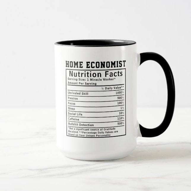 Taza Funny Home Economist Nutrition Facts Household  (Derecha)