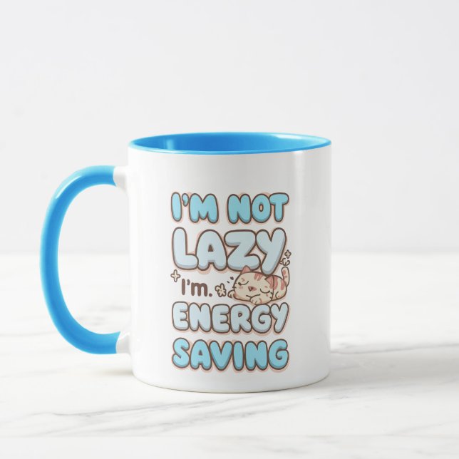 Taza Funny "I'm Not Lazy" Blue Bubbly Font (Izquierda)