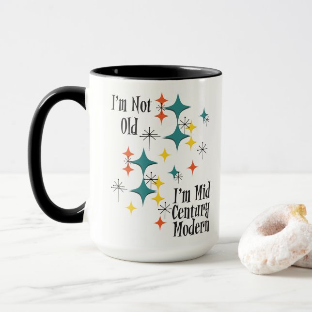 Taza Funny I'm Not Old I'm Mid Century Modern Atomic (Con donut)